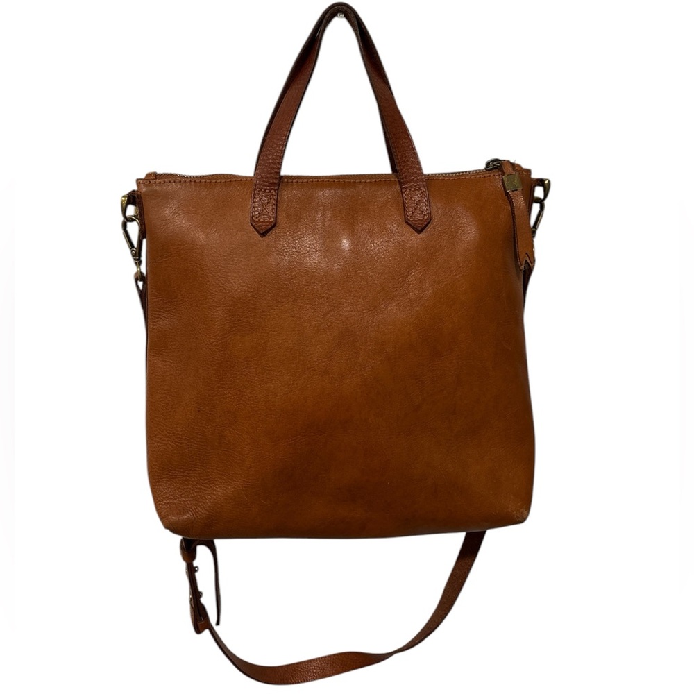 Madewell Brown Leather Tote Bag w long strap